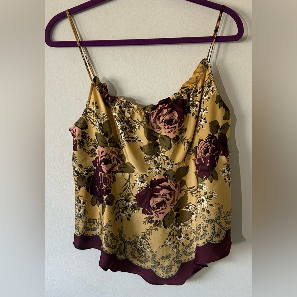 Free People Gold and Purple Floral Camisole